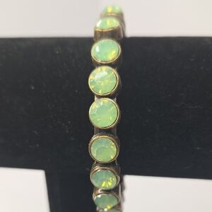 Plunder Opaque Green And Goldtone Magnetic Bracelet 7.5